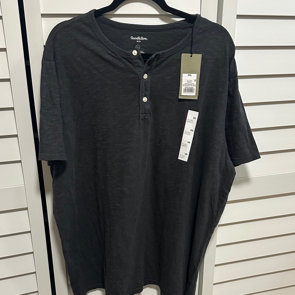 Goodfellow & Co Men's gray Henley Shirt XXL nwt